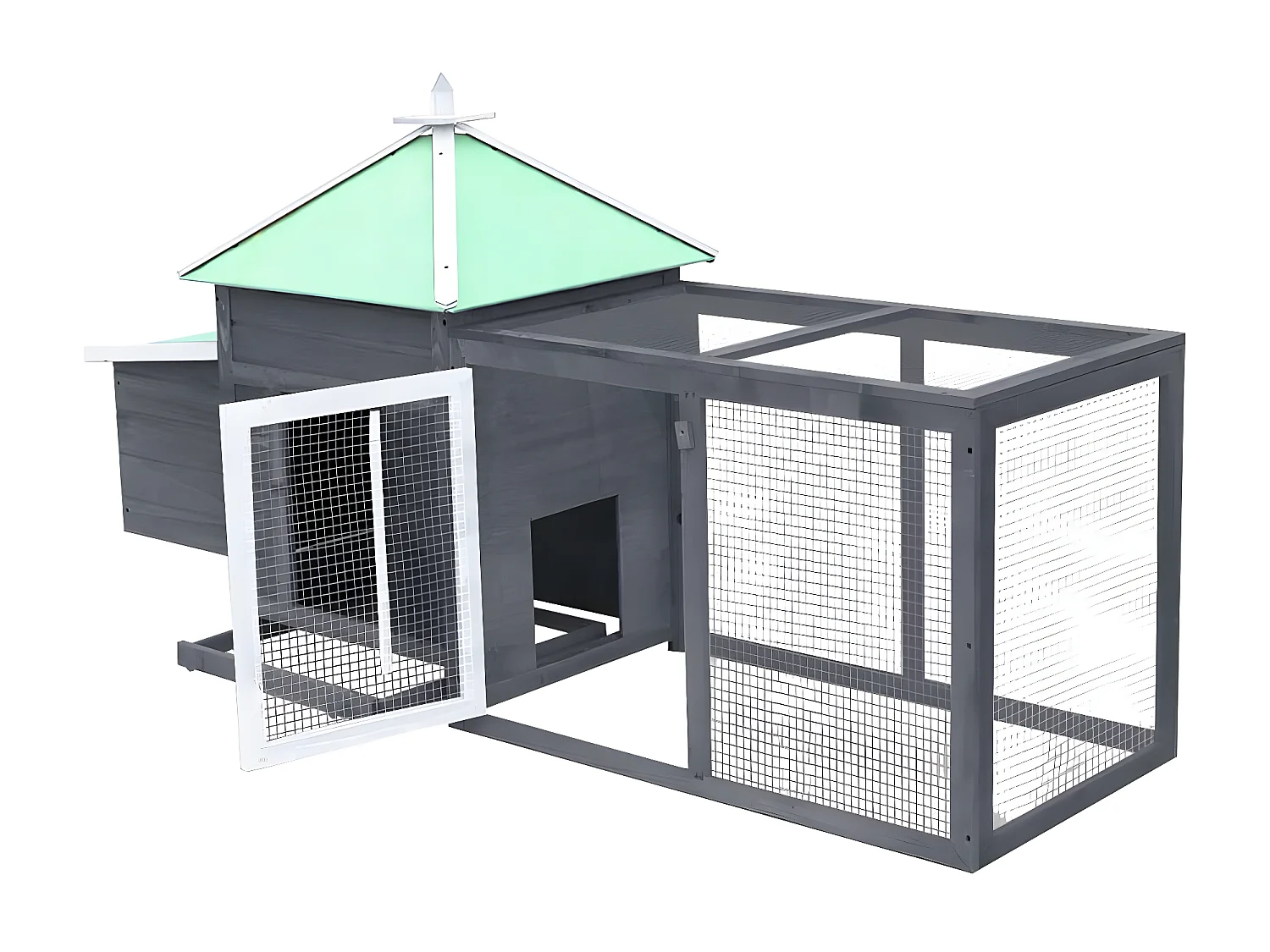 Poulailler avec nichoir Gris 190x72x102 cm Bois de sapin massif RG3Q23123