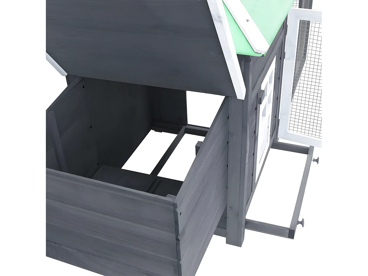 Gallinero con ponedero madera maciza abeto gris 190x72x102 cm ES186622