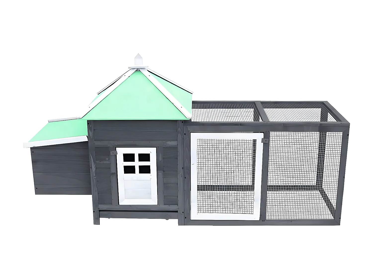 Gallinero con ponedero madera maciza abeto gris 190x72x102 cm ES186622