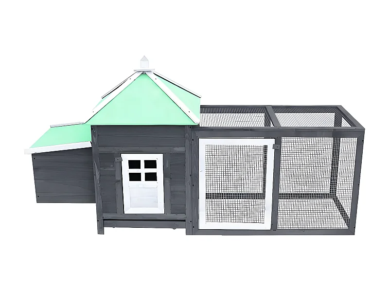 Galinheiro c/ caixa nidificação 190x72x102 cm abeto maciço cinza PT858497