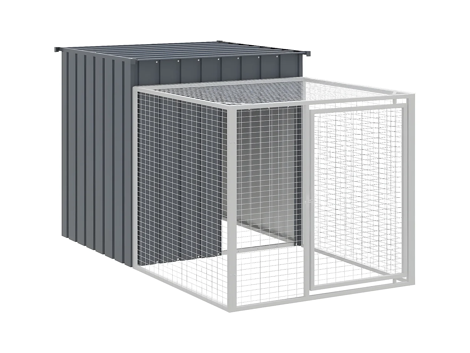 Poulailler avec cour anthracite 110x201x110 cm acier galvanisé RG3Q31442