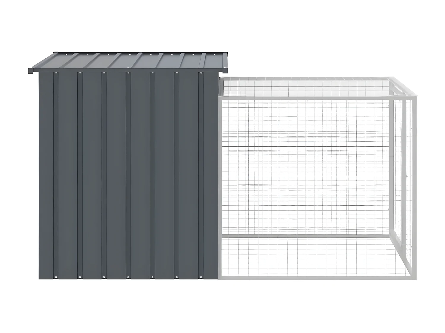 Gallinero con corral acero galvanizado gris 110x201x110 cm ES252618