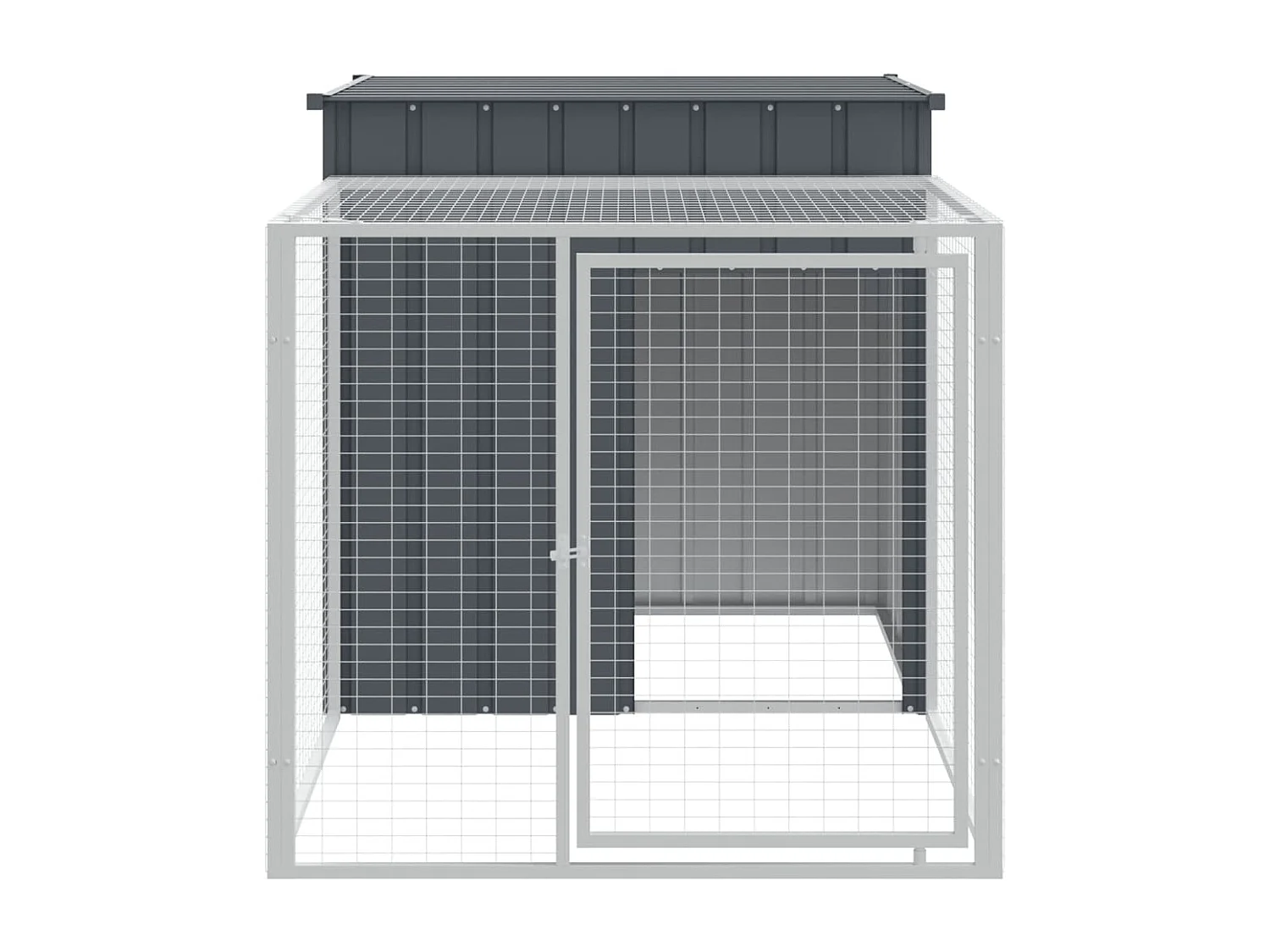 Poulailler avec cour anthracite 110x201x110 cm acier galvanisé RG3Q31442