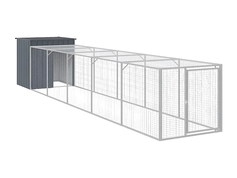 Gallinero con corral acero galvanizado gris 110x609x110 cm ES526602
