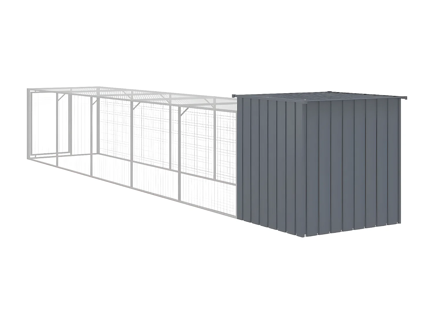 Poulailler avec cour anthracite 110x609x110 cm acier galvanisé RG3Q68981