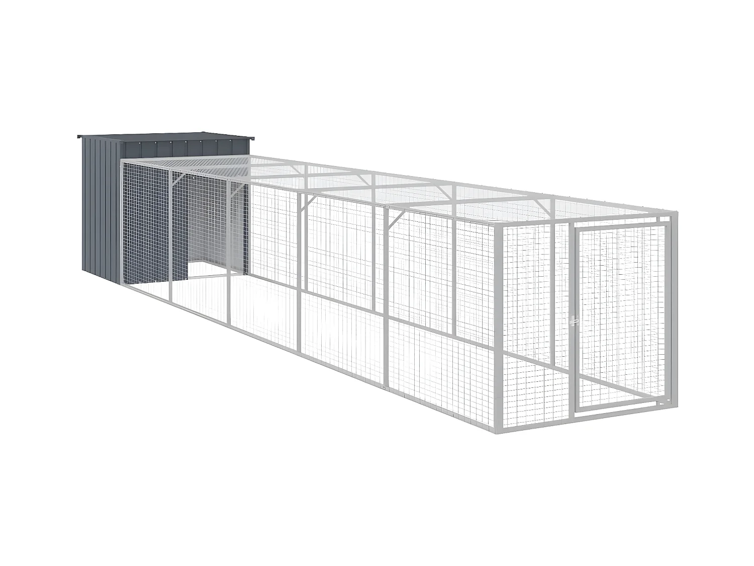 Gallinero con corral acero galvanizado gris 110x609x110 cm ES526602