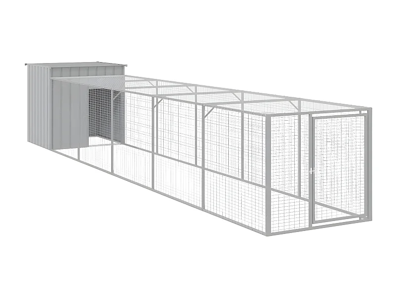 Gallinero con corral acero galvanizado gris claro 110x609x110cm ES199961