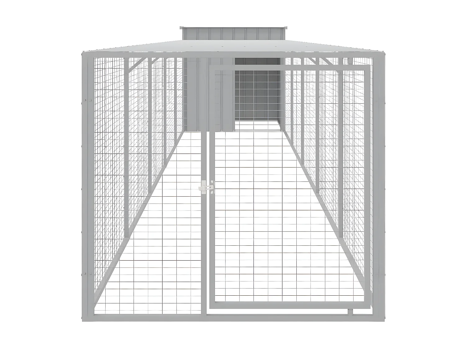 Poulailler avec cour gris clair 110x609x110 cm acier galvanisé RG3Q90176
