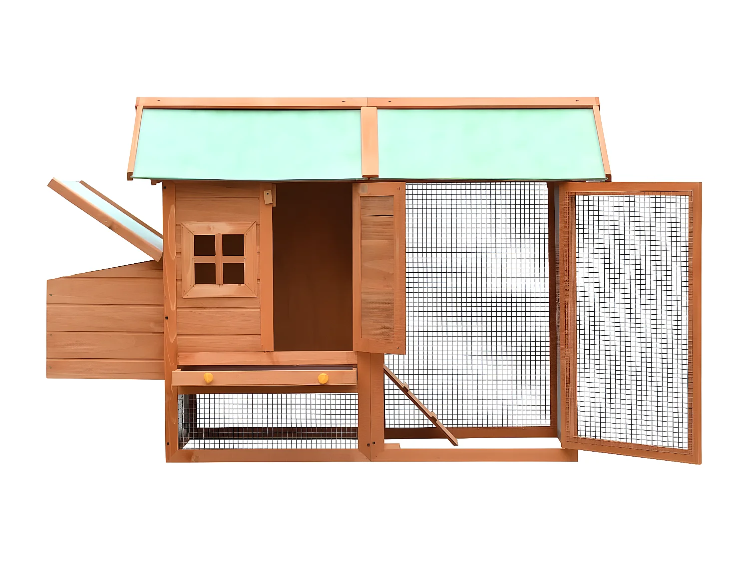 Galinheiro em madeira de pinho e abeto maciça 170x81x110 cm PT539581