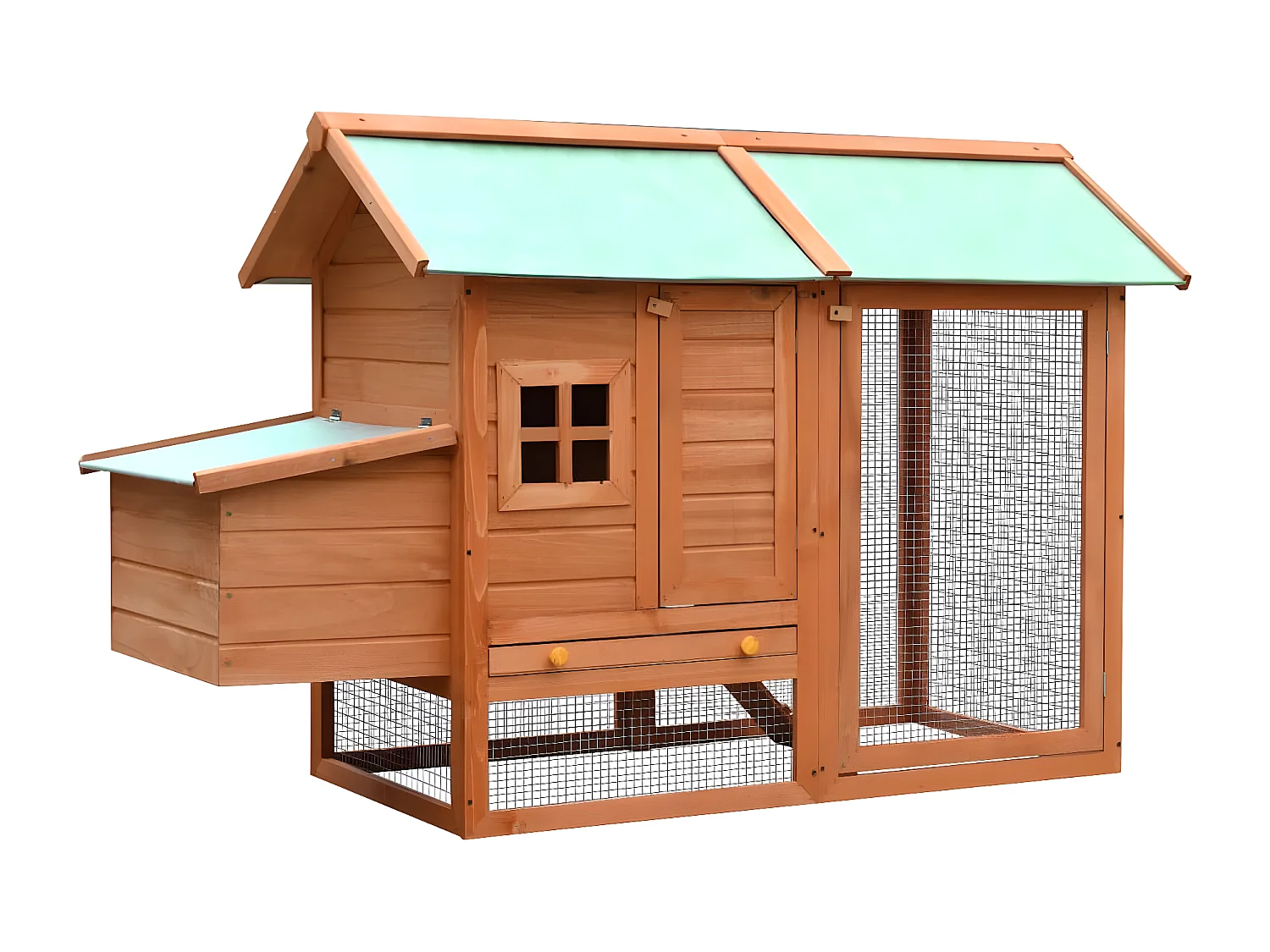 Galinheiro em madeira de pinho e abeto maciça 170x81x110 cm PT539581