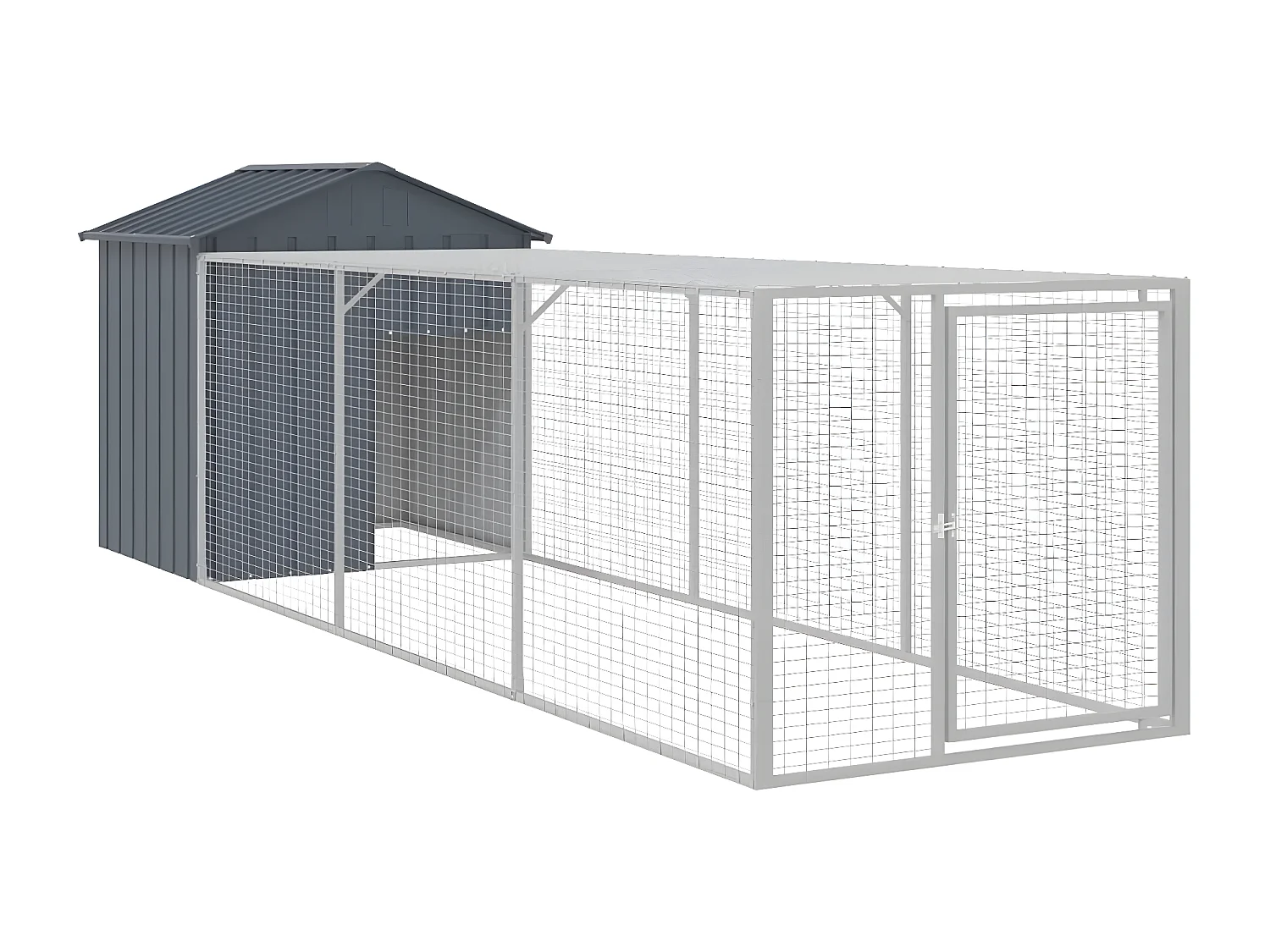 Galinheiro com anexo 117x405x123 cm aço galvanizado antracite PT557275