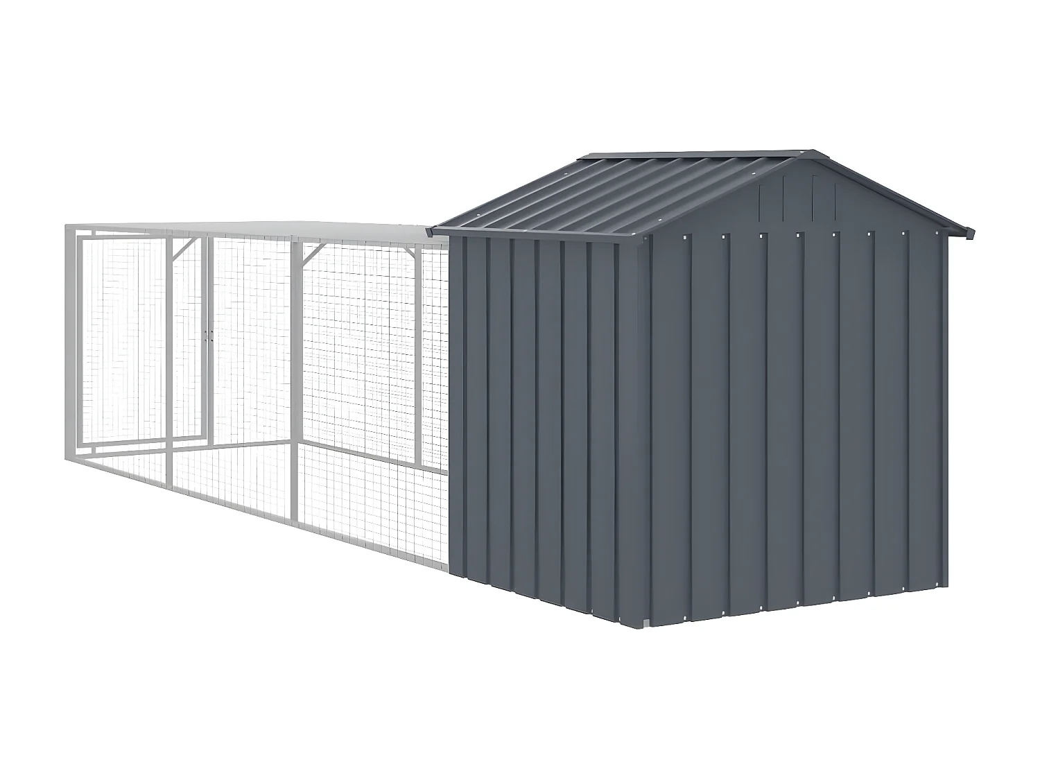 Galinheiro com anexo 117x405x123 cm aço galvanizado antracite PT557275