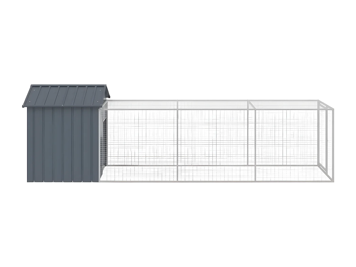 Poulailler avec cour anthracite 117x405x123 cm acier galvanisé RG3Q53341