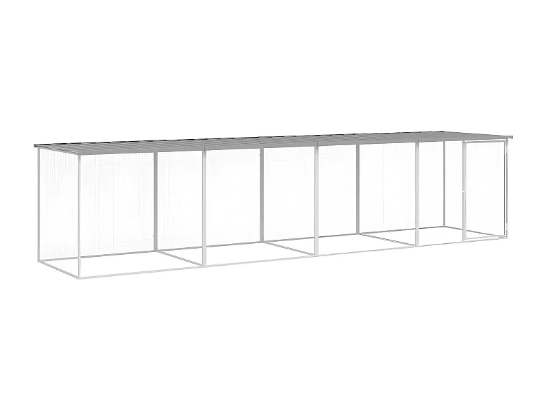 Poulailler avec toit gris clair 403x98x90 cm acier galvanisé RG3Q49547