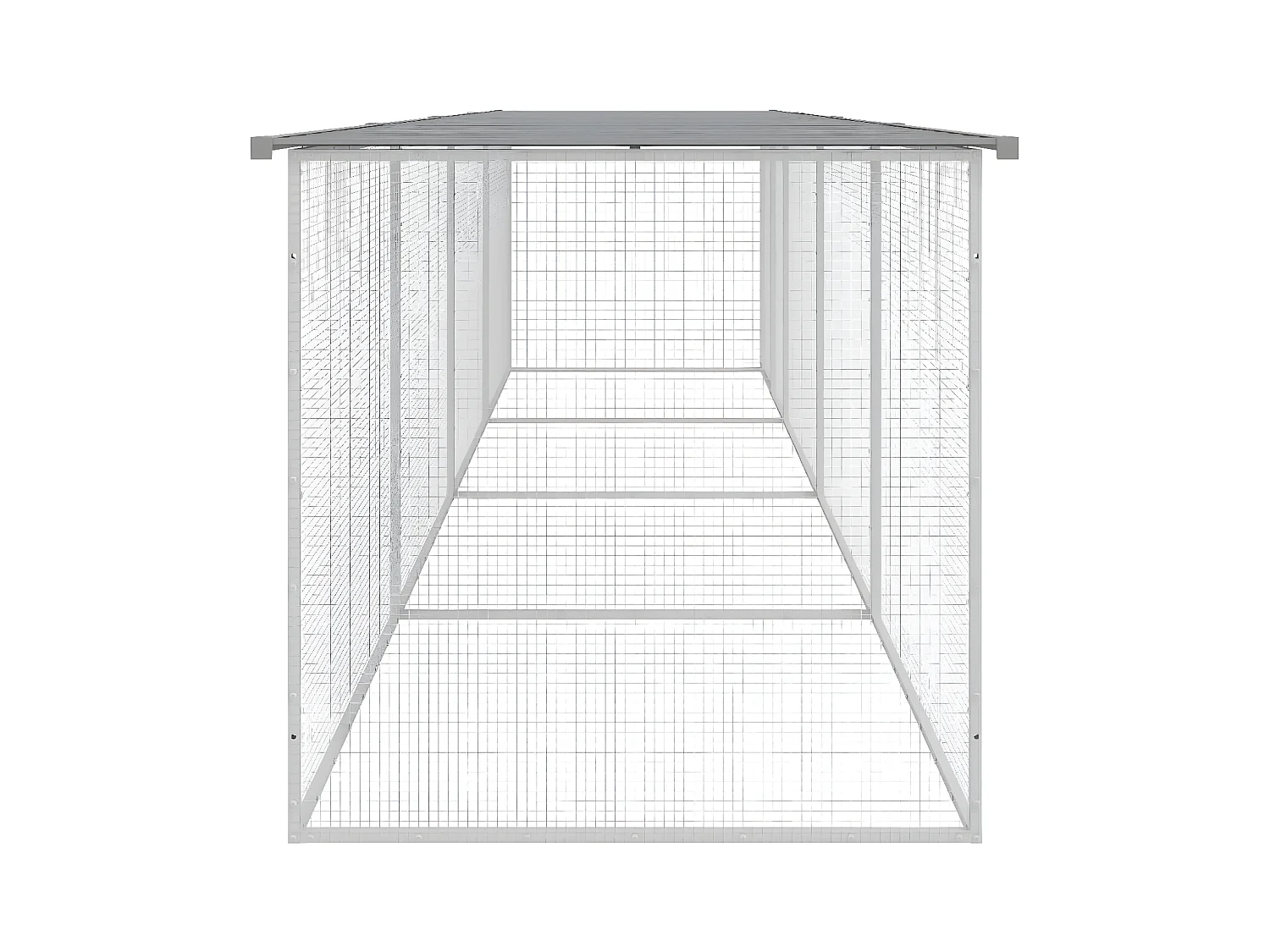 Galinheiro com teto 403x98x90 cm aço galvanizado cinza-claro PT790813