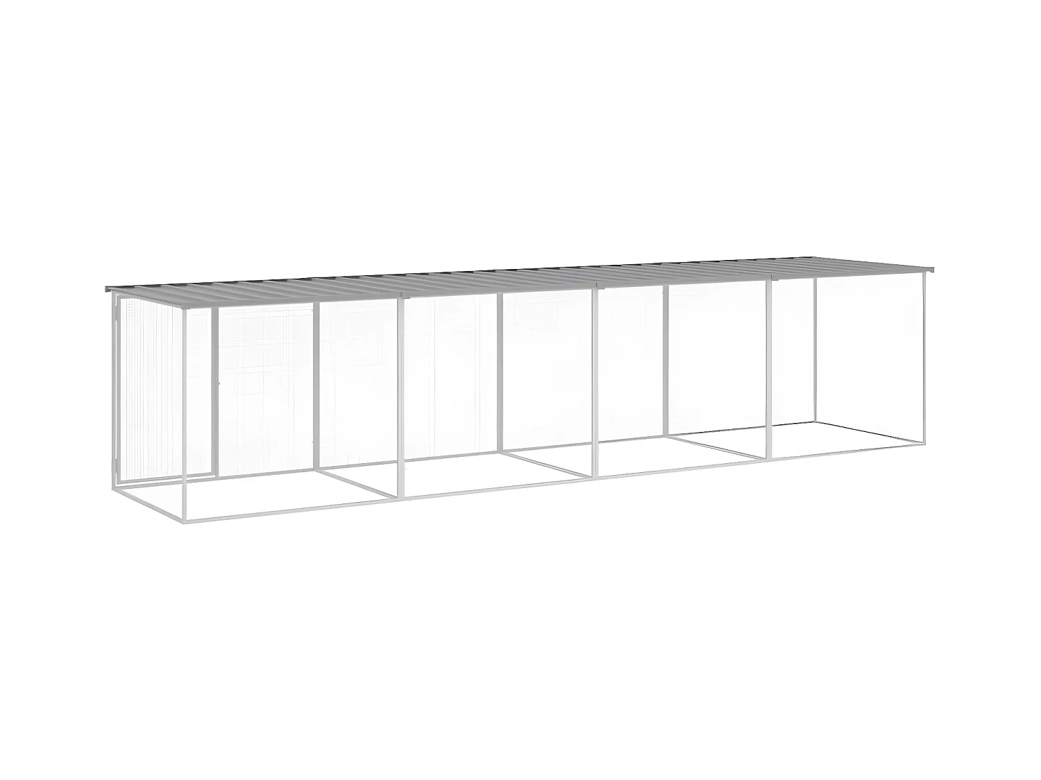 Galinheiro com teto 403x98x90 cm aço galvanizado cinza-claro PT790813