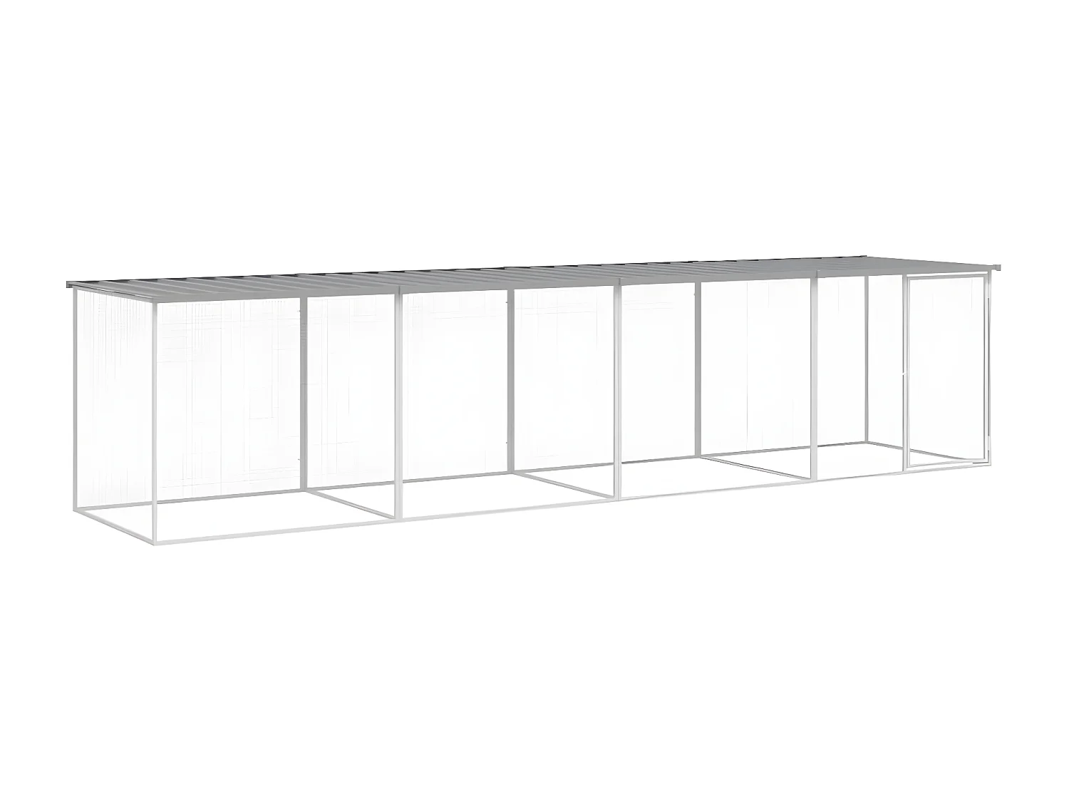 Galinheiro com teto 403x98x90 cm aço galvanizado cinza-claro PT790813