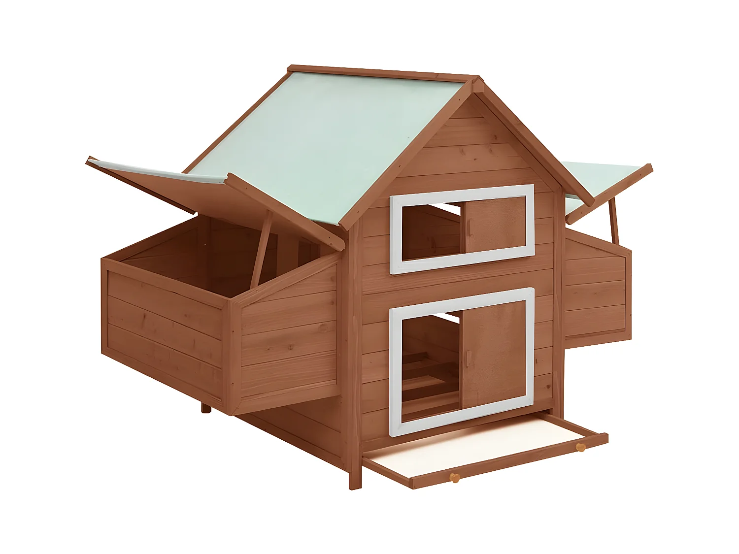 Poulailler Moka et blanc 152x96x110 cm Bois de sapin massif RG3Q54415