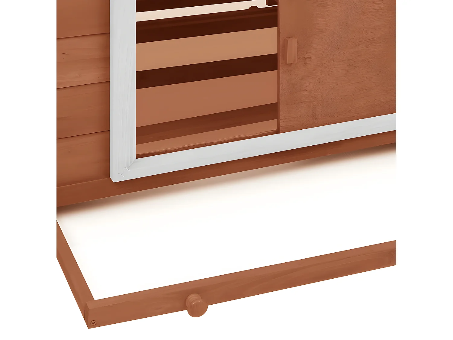 Gallinero madera maciza de abeto moca y blanco 152x96x110 cm ES443562