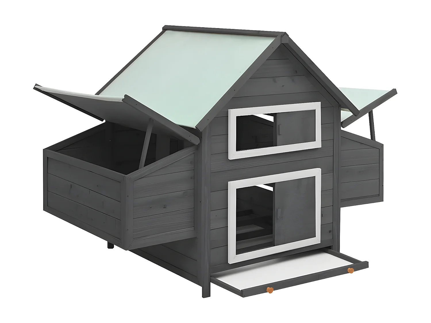 Gallinero madera maciza de abeto gris y blanco 152x96x110 cm ES973003