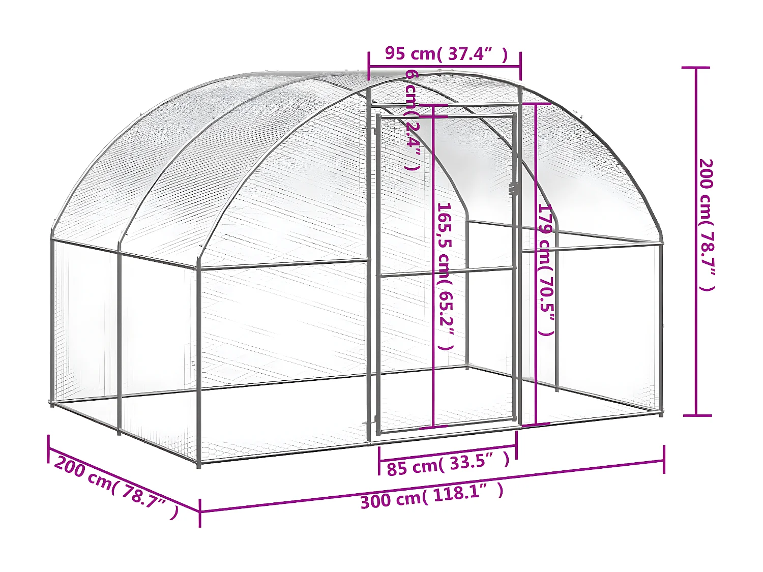 Poulailler d'extérieur 3x2x2 m Acier galvanisé RG3Q61425