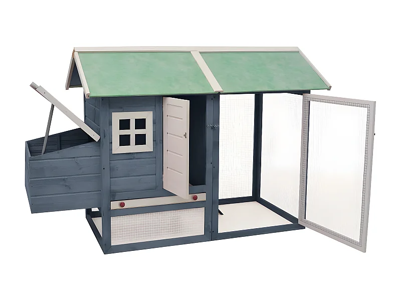 Gallinero madera maciza de pino y abeto gris 170x81x110 cm ES562279