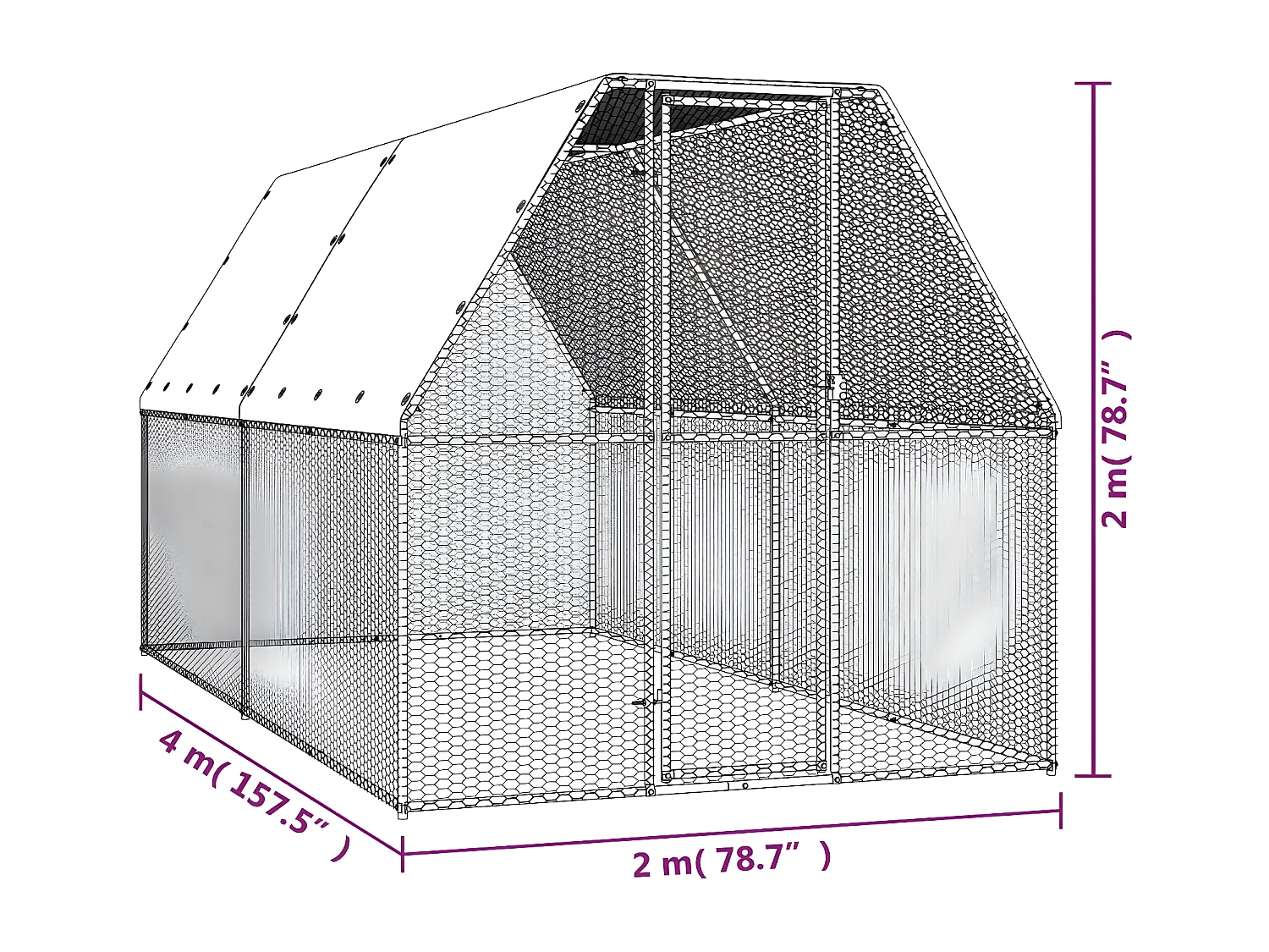 Galinheiro de exterior 2x4x2 m aço galvanizado PT526160