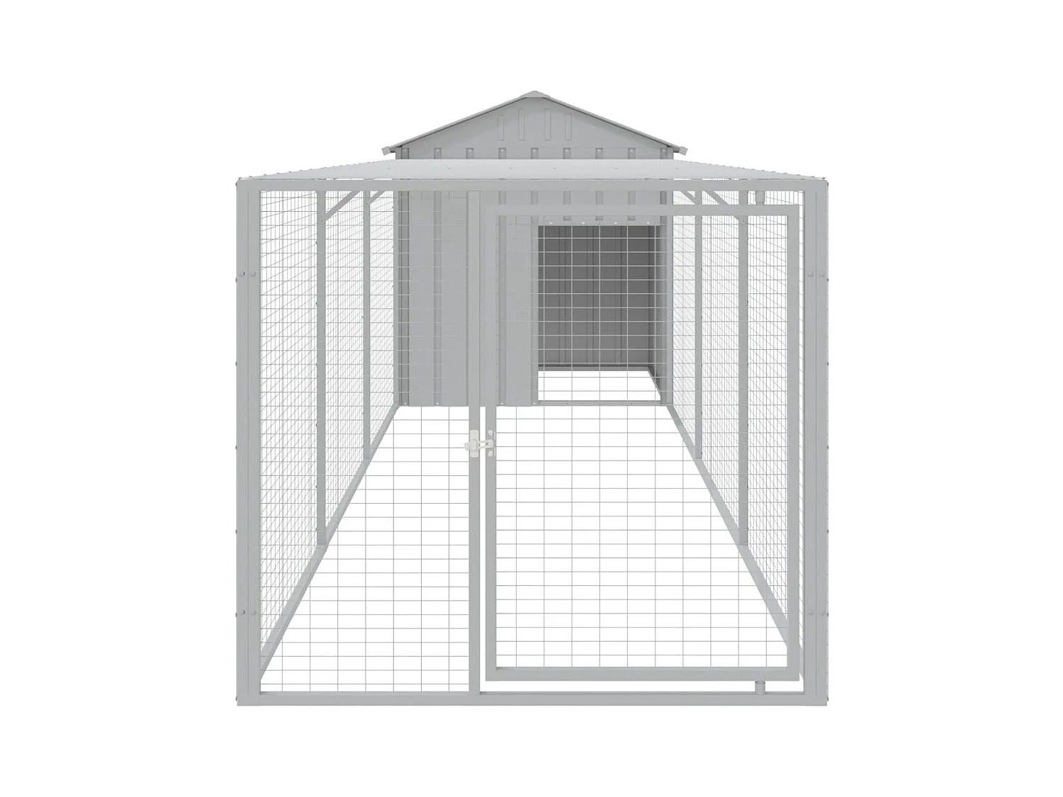 Galinheiro com anexo 117x405x123 cm aço galvanizado cinza-claro PT900663