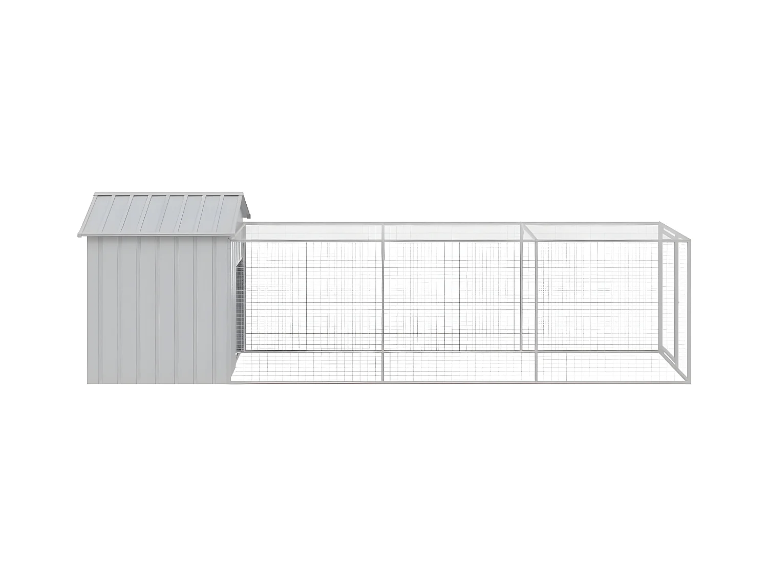 Galinheiro com anexo 117x405x123 cm aço galvanizado cinza-claro PT900663