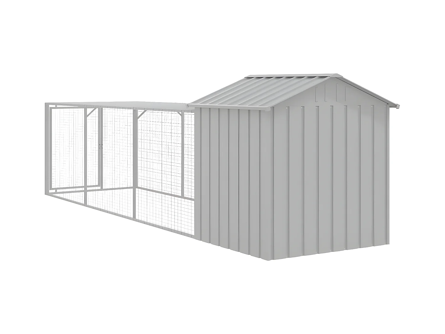 Galinheiro com anexo 117x405x123 cm aço galvanizado cinza-claro PT900663