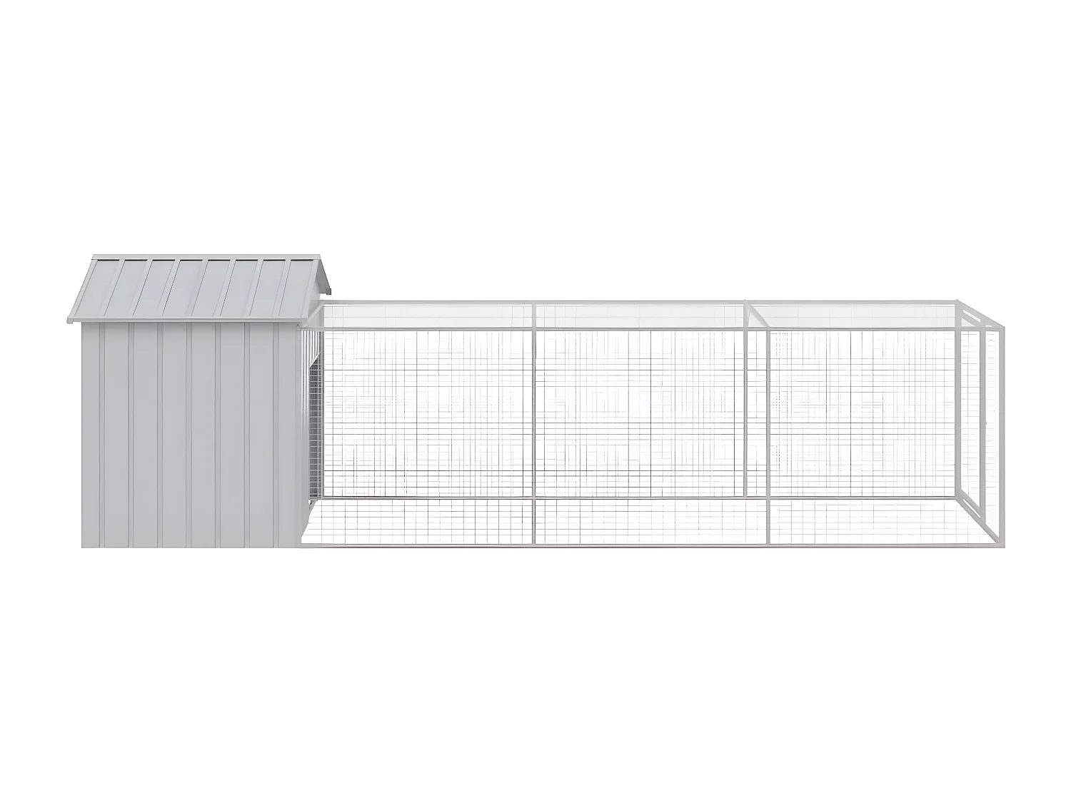 Gallinero con corral acero galvanizado gris claro 117x405x123cm ES449325