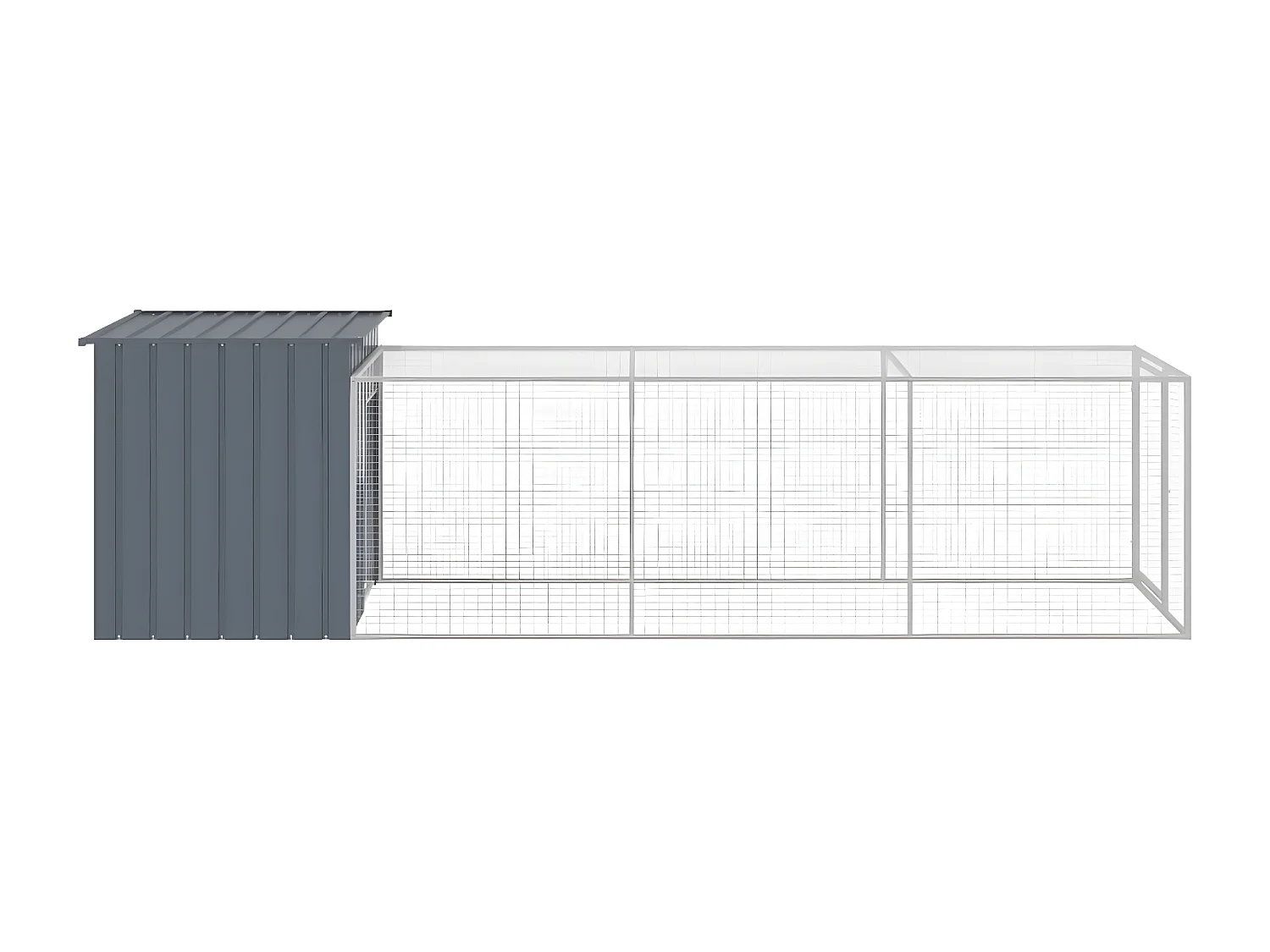 Poulailler avec cour anthracite 110x405x110 cm acier galvanisé RG3Q86201