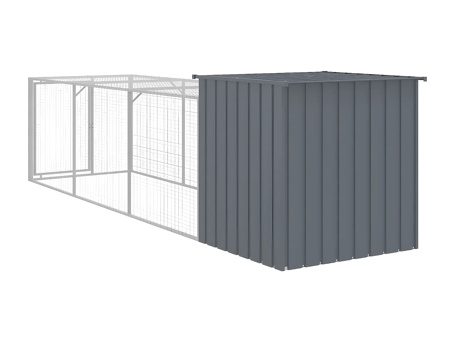 Poulailler avec cour anthracite 110x405x110 cm acier galvanisé RG3Q86201