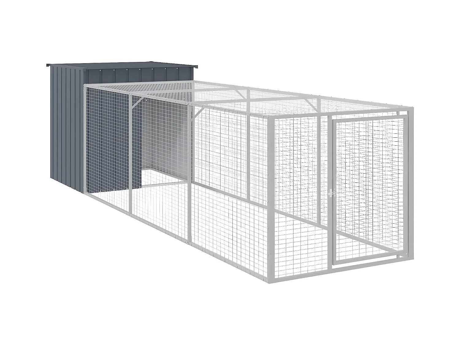 Poulailler avec cour anthracite 110x405x110 cm acier galvanisé RG3Q86201