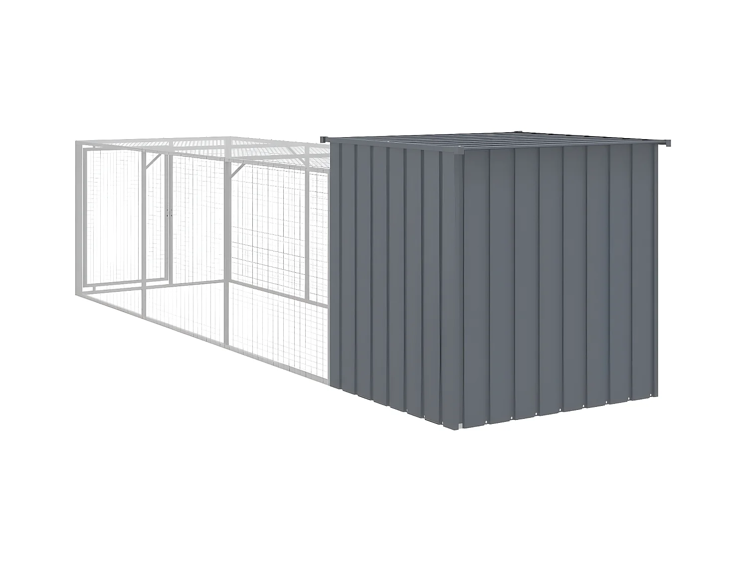 Galinheiro com anexo 110x405x110 cm aço galvanizado antracite PT400291