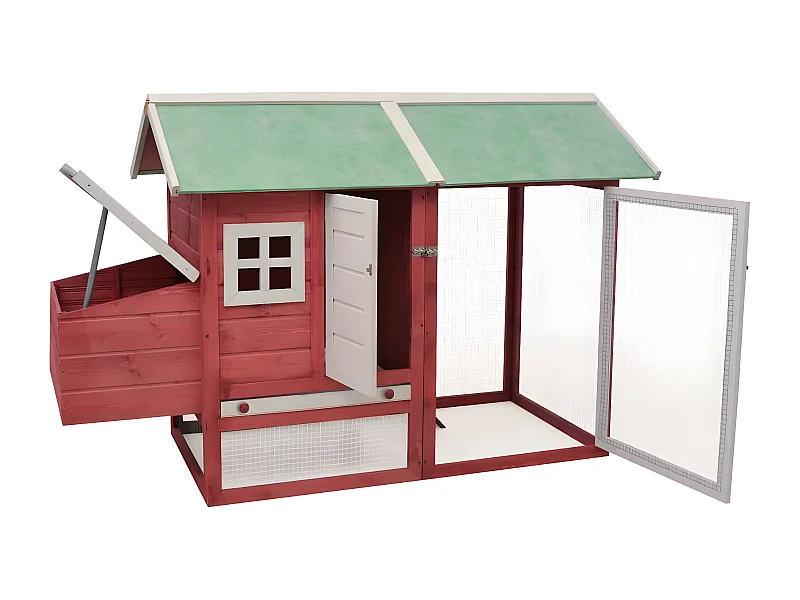 Galinheiro 170x81x110 cm madeira pinho e abeto maciças vermelho PT821264