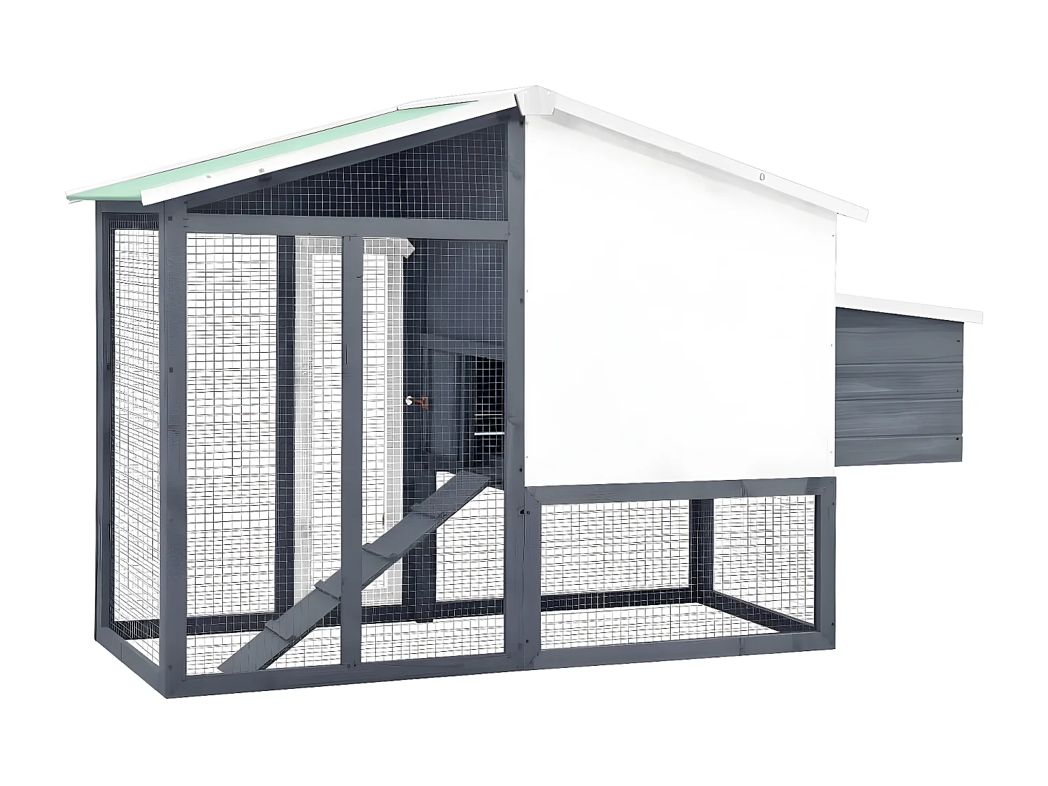 Poulailler avec nichoir Gris et blanc Bois de sapin massif RG3Q68715