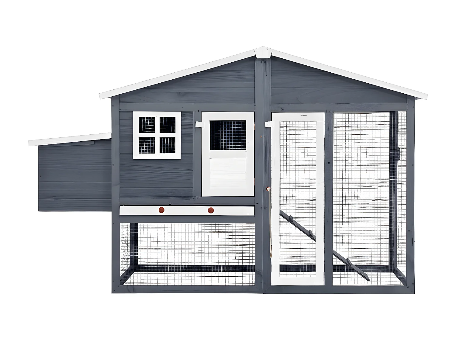 Galinheiro com caixa de nidificação abeto maciço cinza e branco PT657587