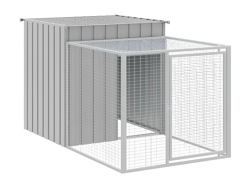 Galinheiro com anexo 110x201x110 cm aço galvanizado cinza-claro PT283271