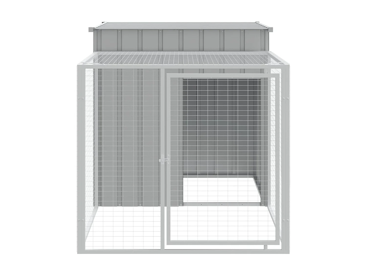 Galinheiro com anexo 110x201x110 cm aço galvanizado cinza-claro PT283271