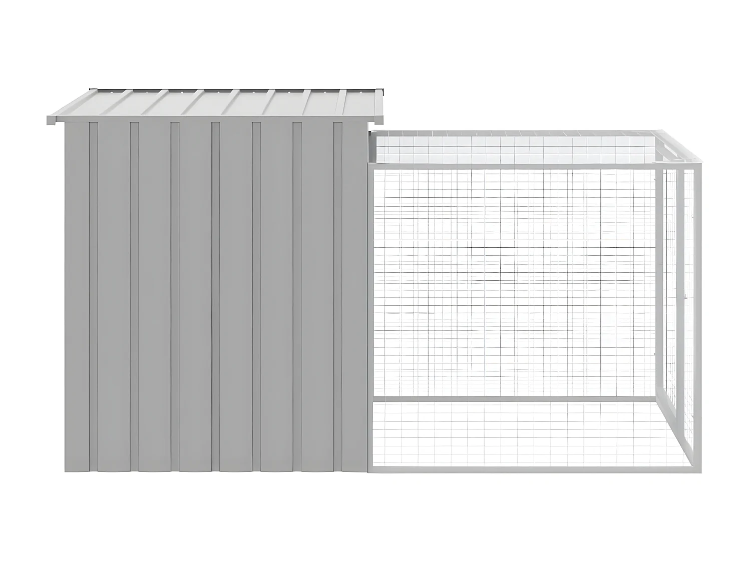 Galinheiro com anexo 110x201x110 cm aço galvanizado cinza-claro PT283271