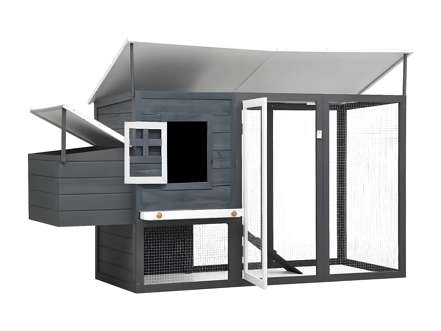 Galinheiro de exterior com gaiola para ovos madeira cinzento PT372727