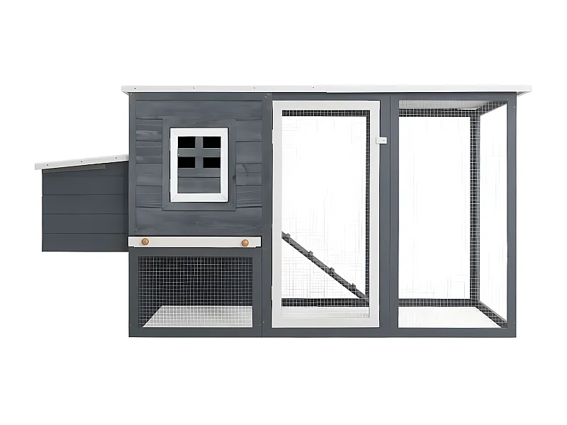 Poulailler d'extérieur avec 1 nichoir Gris Bois RG3Q66107