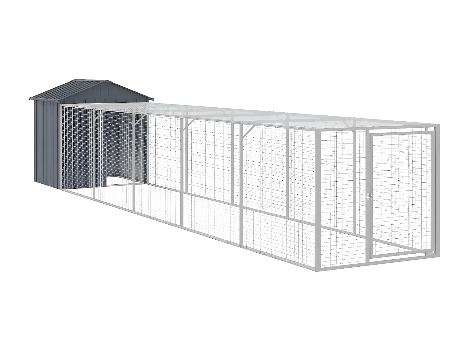 Galinheiro com anexo 117x609x123 cm aço galvanizado antracite PT315318