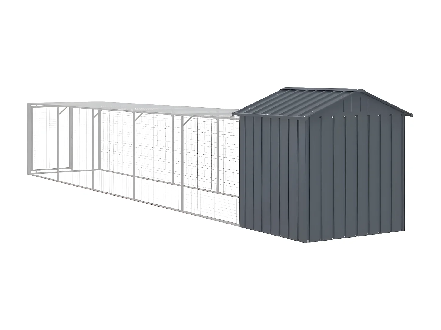 Galinheiro com anexo 117x609x123 cm aço galvanizado antracite PT315318