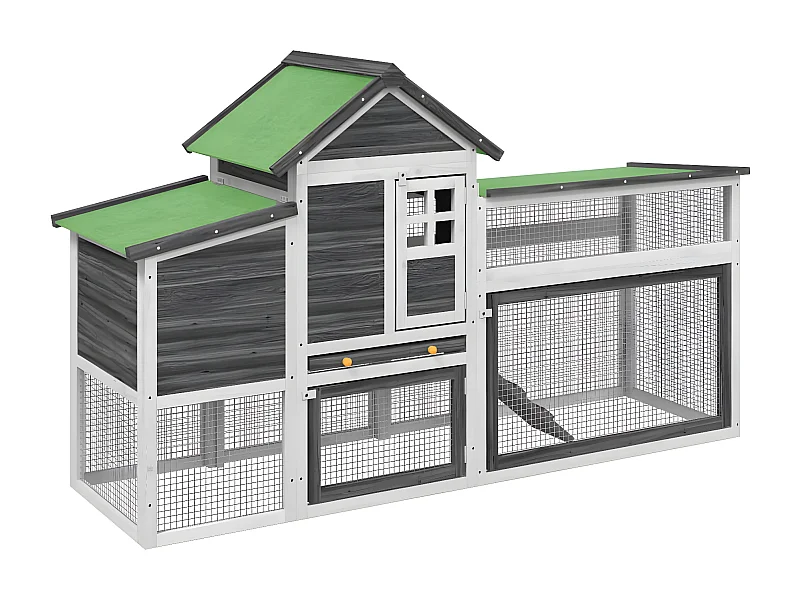 Galinheiro 186,5x58,5x113 cm madeira de pinho maciça cinzento PT963353
