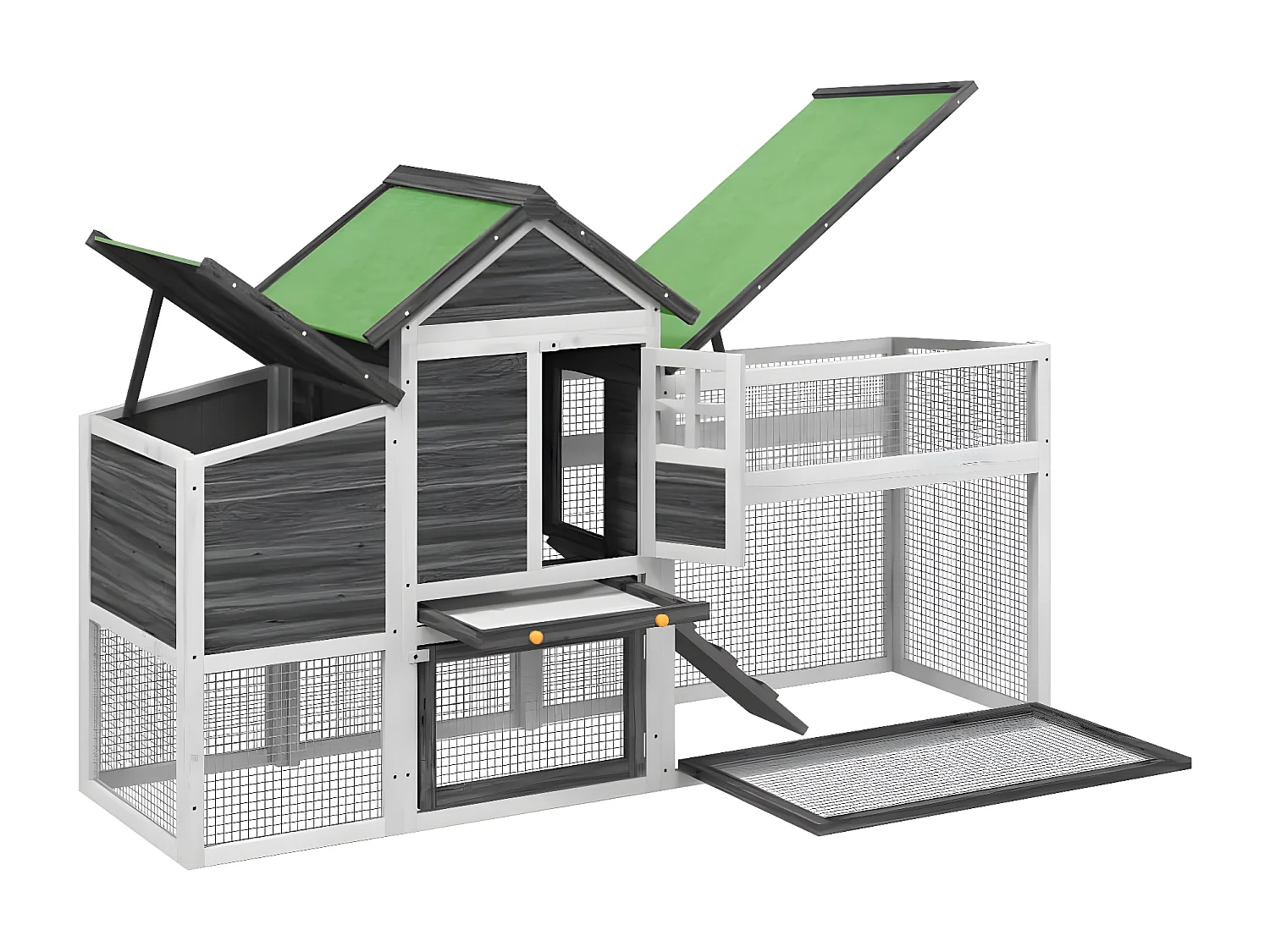 Gallinero madera maciza de pino gris 186,5x58,5x113 cm ES915840