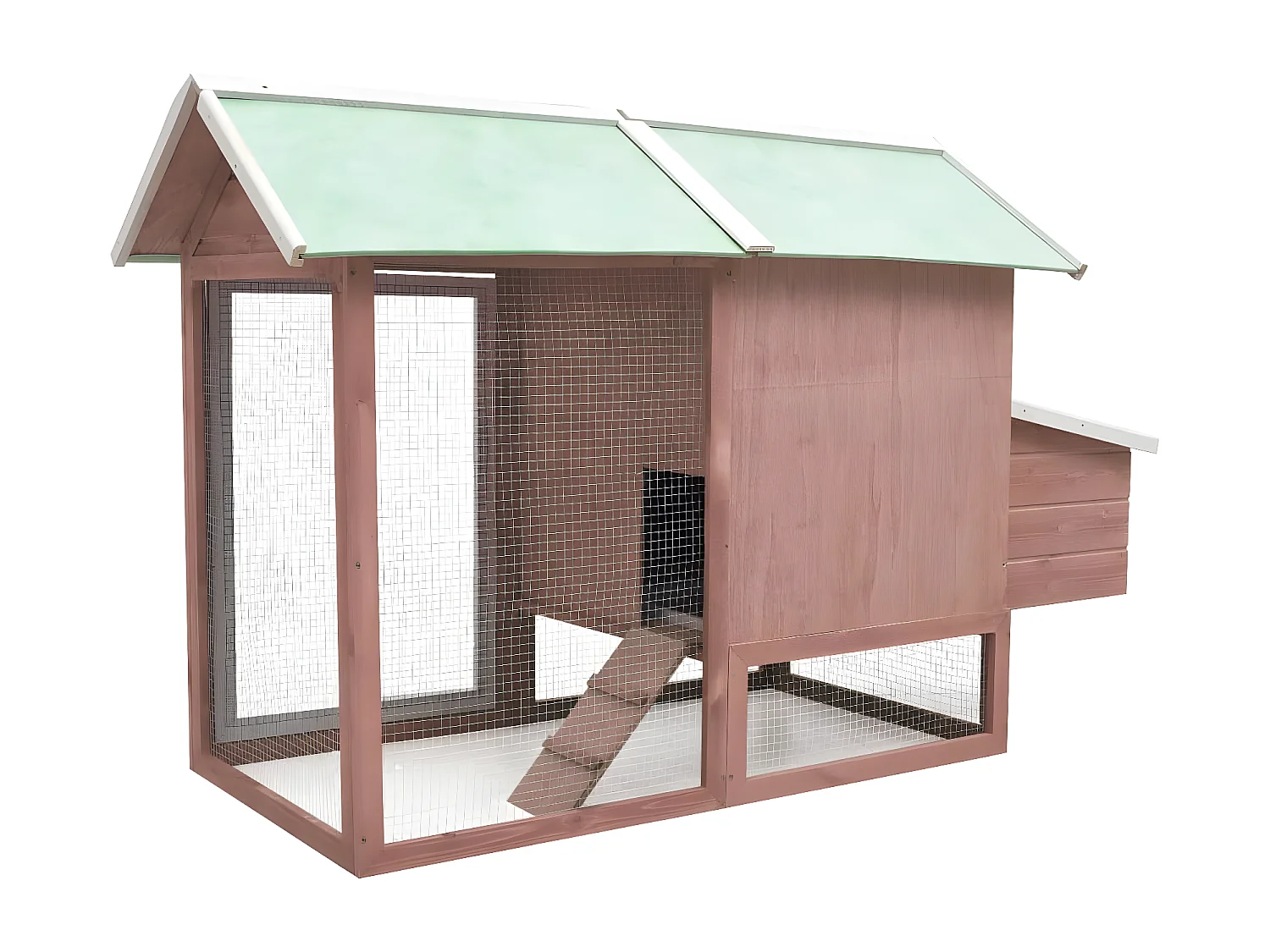 Gallinero madera maciza de pino y abeto moca 170x81x110 cm ES869651