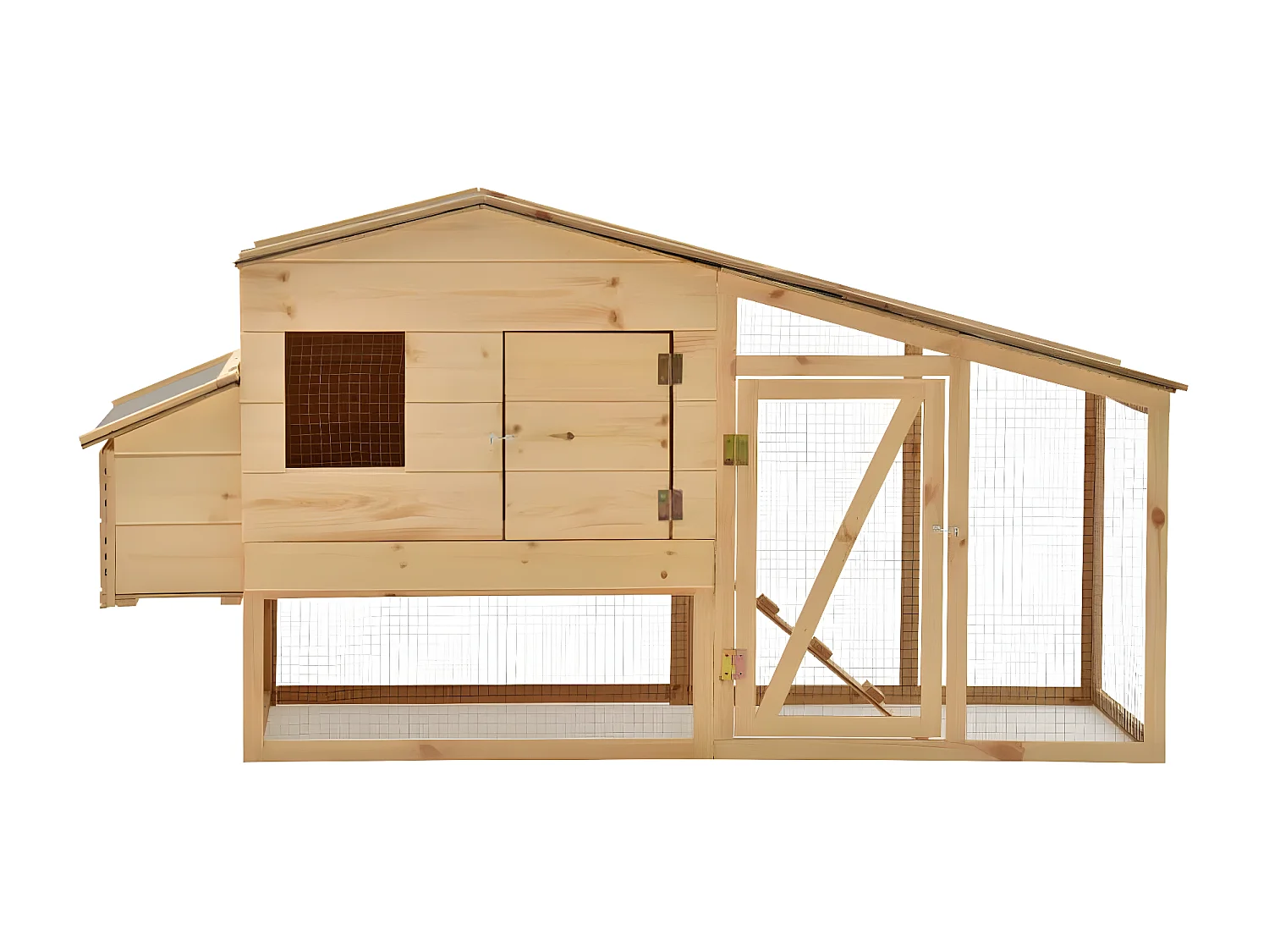 Galinheiro em madeira de pinho maciça 178x67x92 cm PT154659