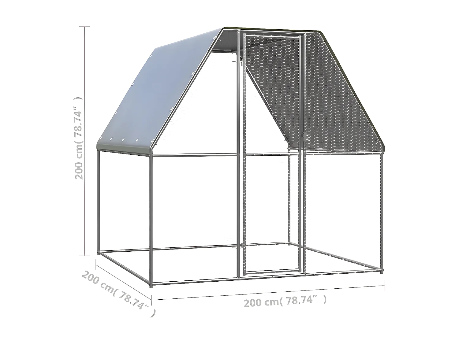 Poulailler argenté et gris 2x2x2 m acier galvanisé RG3Q89285